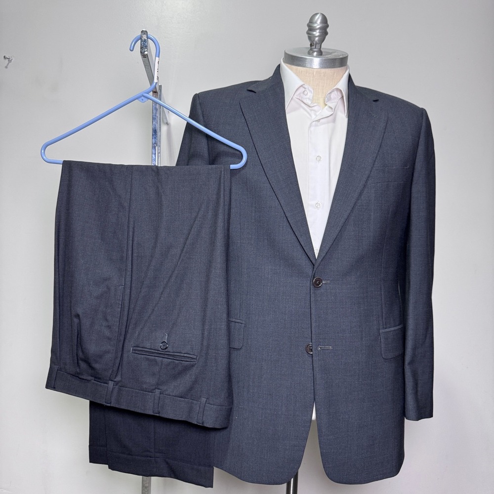 Brooks Brothers 346 Suit Mens 43L‎ W36x31 Charcoal Grey Solid Wool Stretch